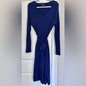 Elegant Navy Blue Knit Sweater Dress
